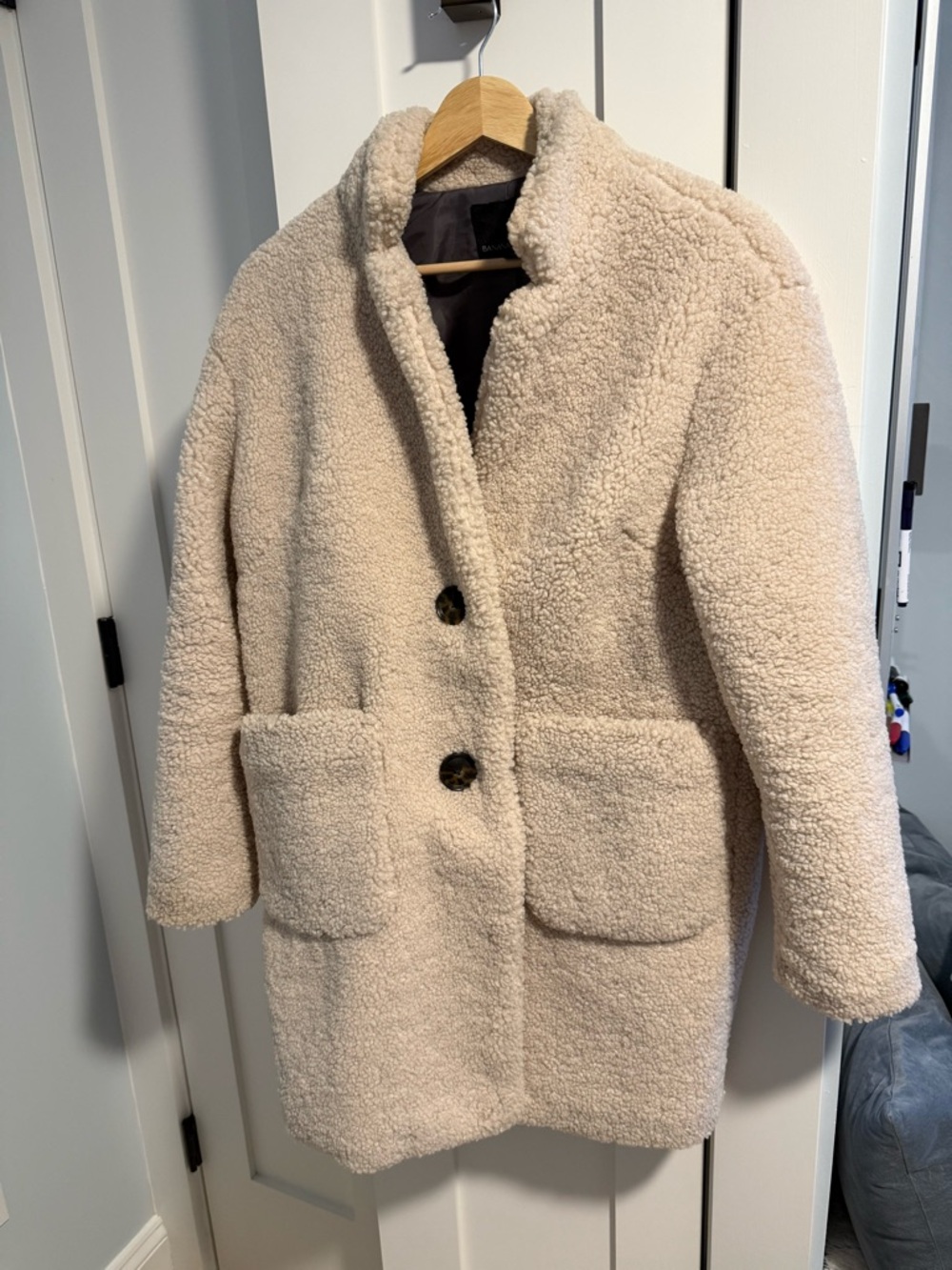 Banana Republic Women’s Cream Teddy Sherpa Coat - Plush Button Front Jacket